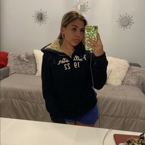 hollister hoodie navy and white